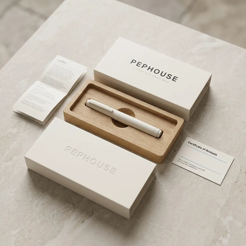 Flatlay of PEPHOUSE packaging with documentation