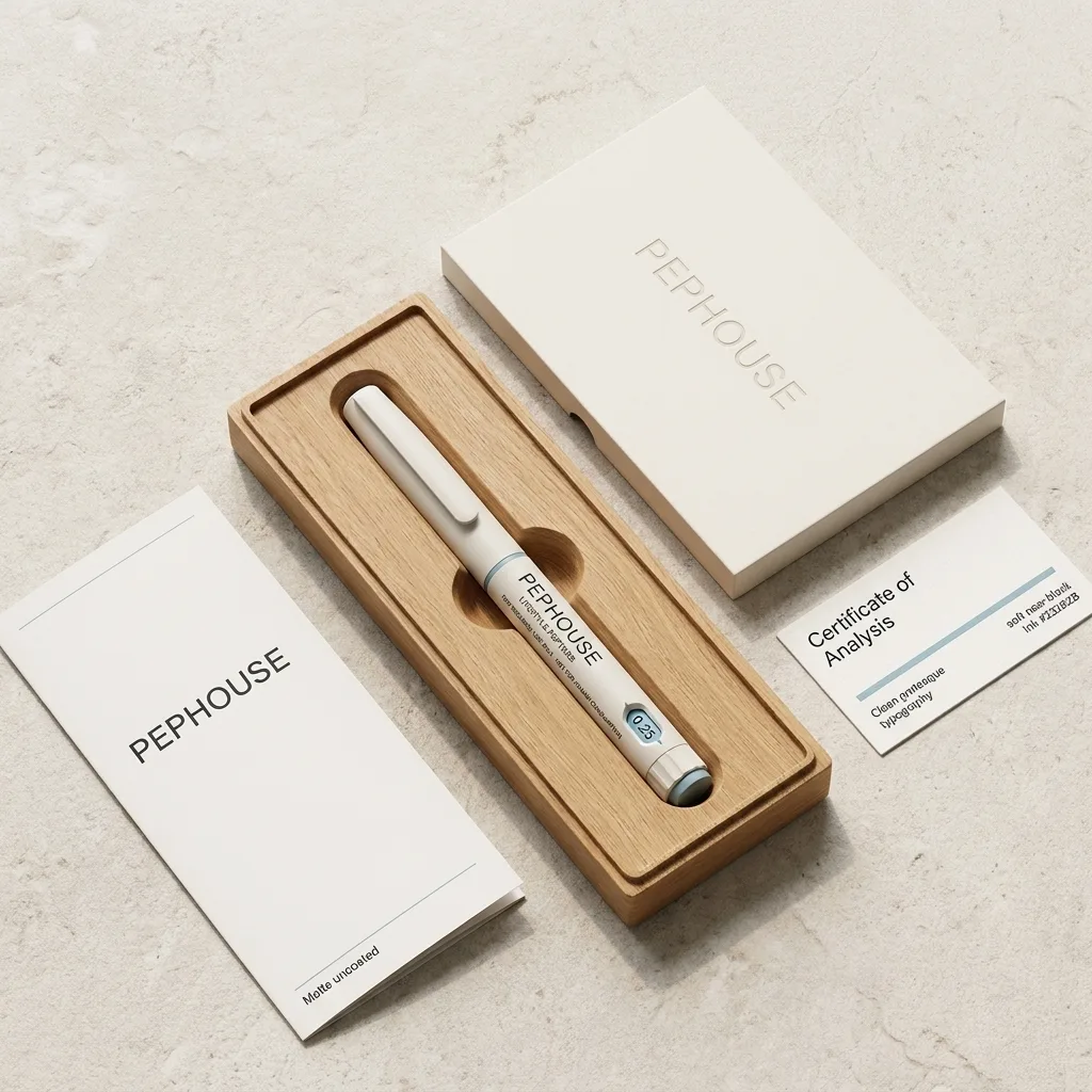 PEPHOUSE packaging and documentation laid out on warm stone