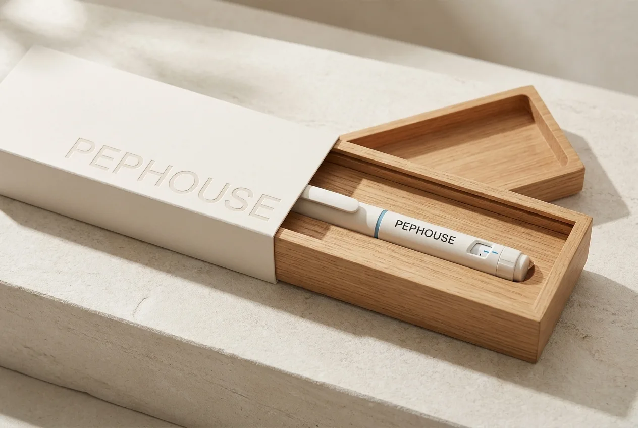 PEPHOUSE box and pen in soft natural light