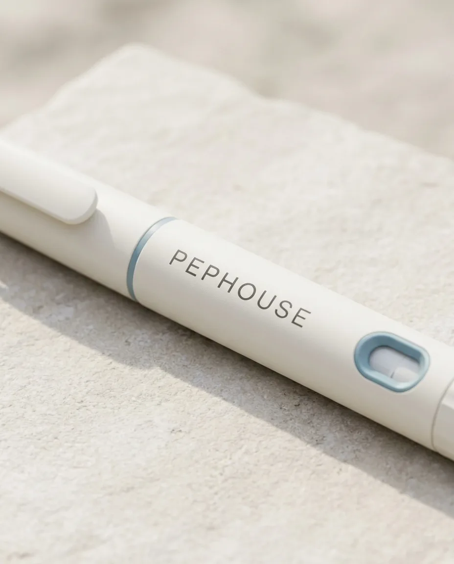 Close detail of a PEPHOUSE pen and its dose window