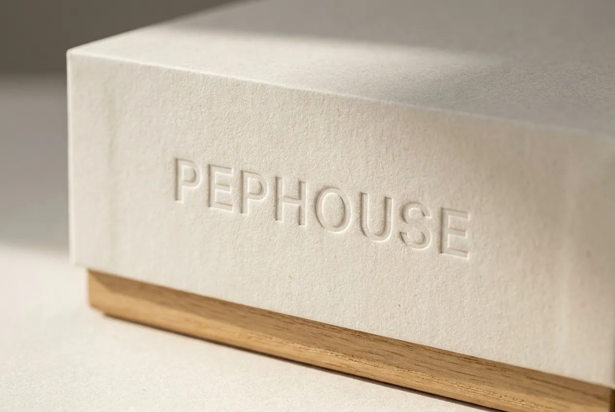 PEPHOUSE pen and sleeve composed on a pale stone surface